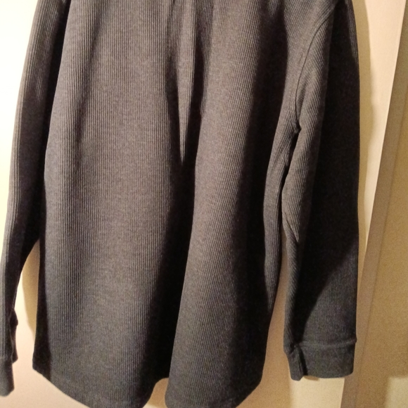 L L Bean Katahdin Iron Works Waffle Fleece Henley shirt -Charcoal Heather - XL - Picture 5 of 7